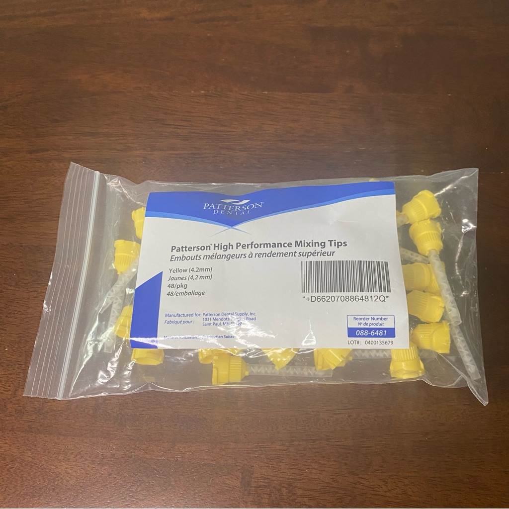 Patterson Dental High Performance Mixing Tips 48Pkg 42mm Yellow  Brand New